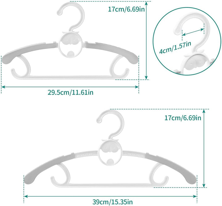 Spesh 20 Stücke Kinderkleiderbügel 29-40cm Verstellbare Baby Kleiderbügel mit Stapelbaren Haken Ruts