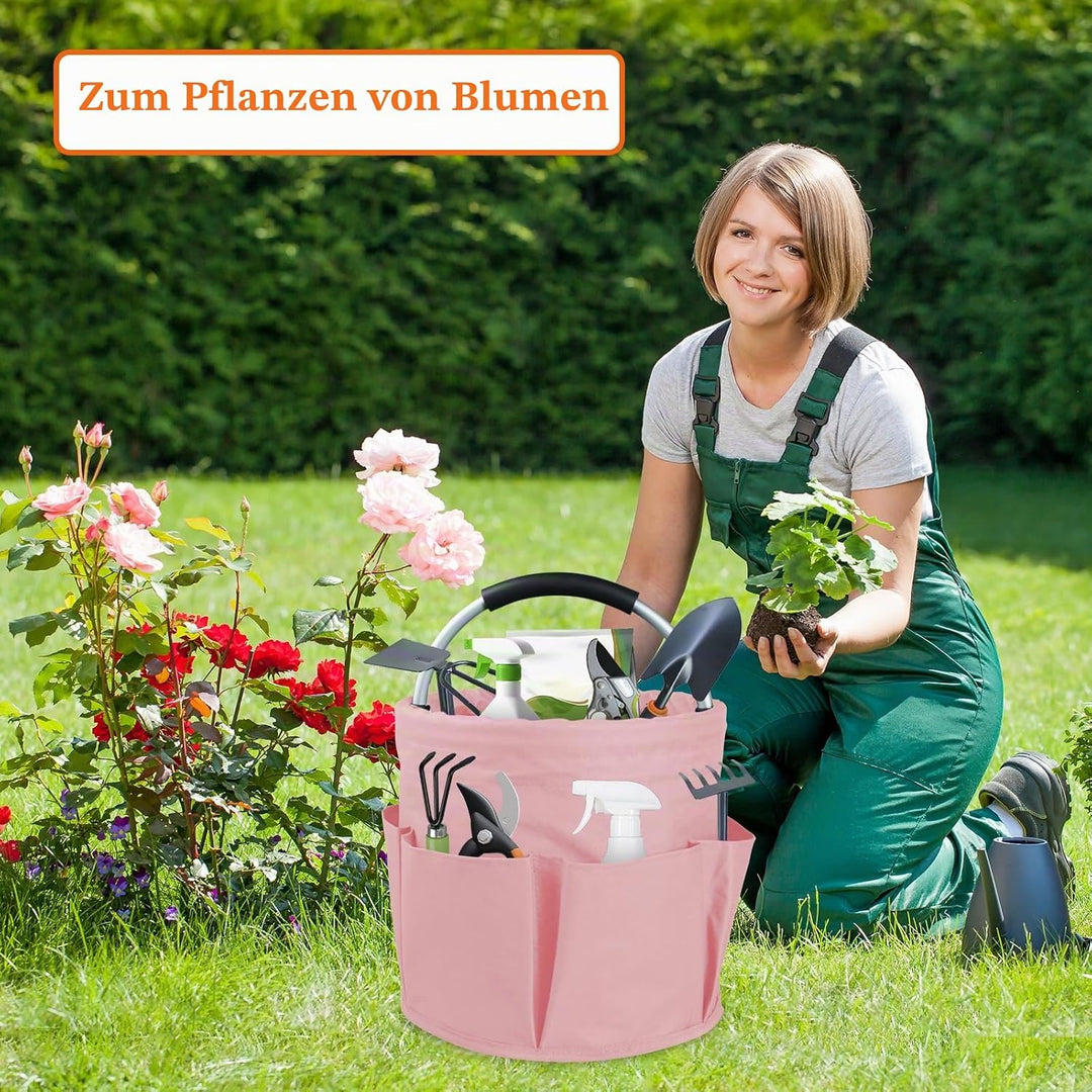 17L Einkaufskorb mit Henkel, Faltbarer Putzmittel Organizer mit 6 Taschen, Tragbarer Picknickkorb au