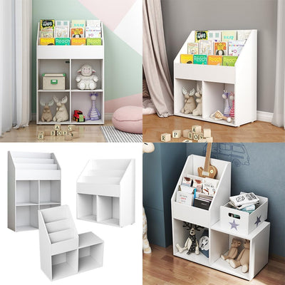 Oskar-Store Livinity Kinder Bücherregal Conny 72 x 79 cm, Weiss, Kinderregal mit grossen Ablagen Wei