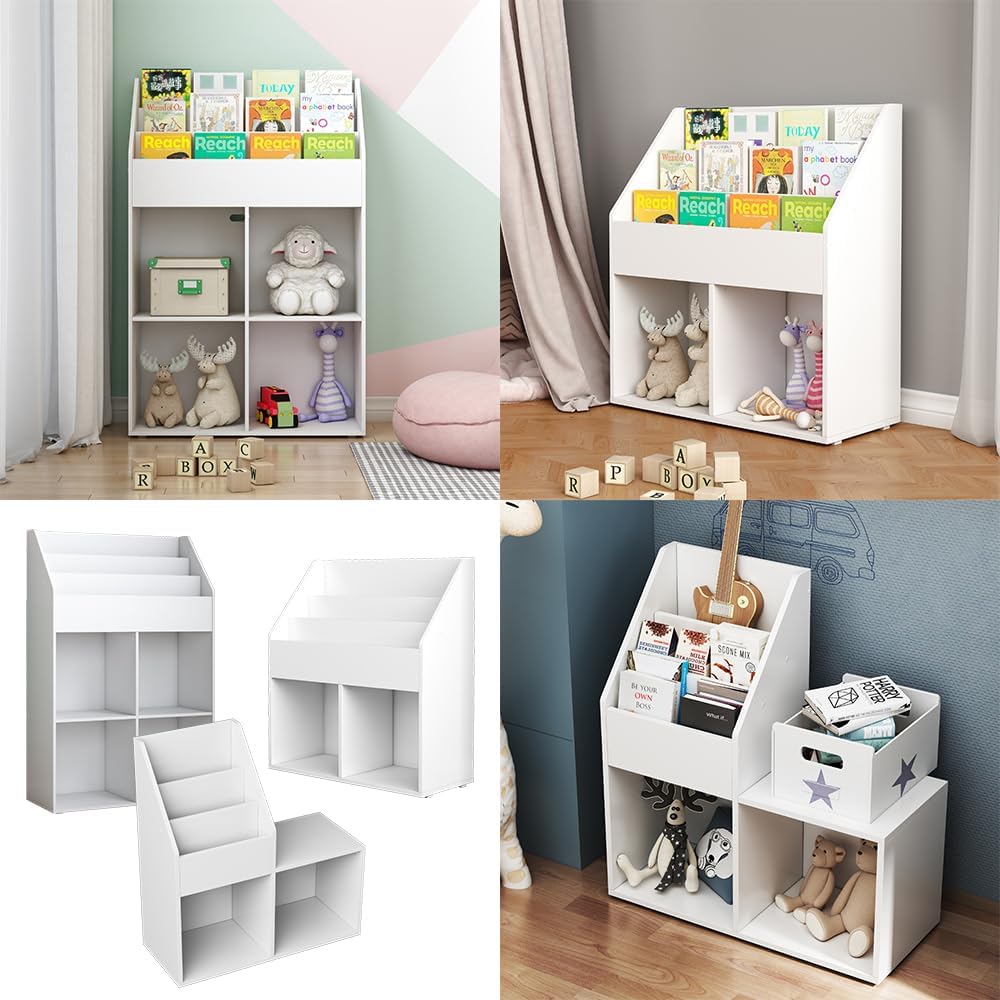 Vicco Kinderregal Weiss Conny mit 4 Ablagen für Faltboxen - 72x111x30 cm aus Spanplatte - Bücherrega