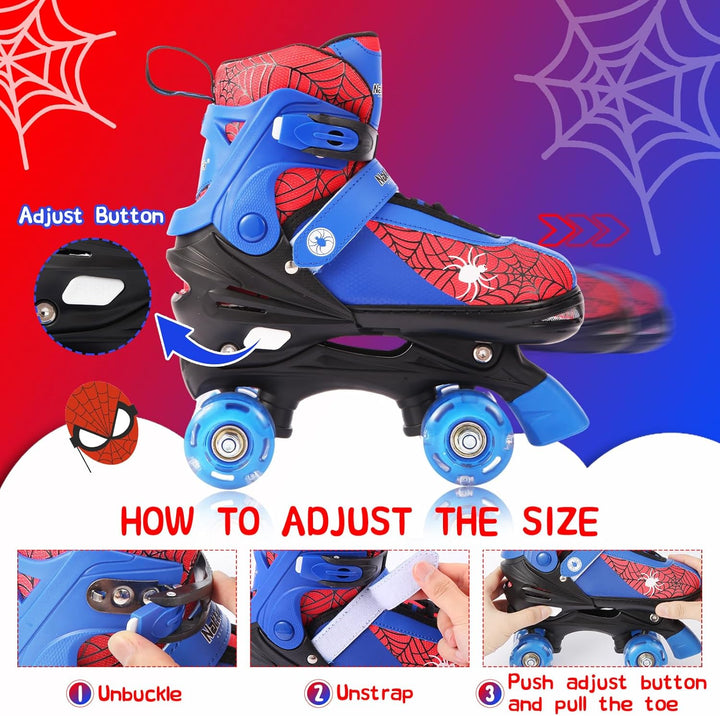Nattork Kinder Rollschuhe für Jungen und Mädchen, 4 Grössen verstellbar, Quad Skates mit leuchtenden