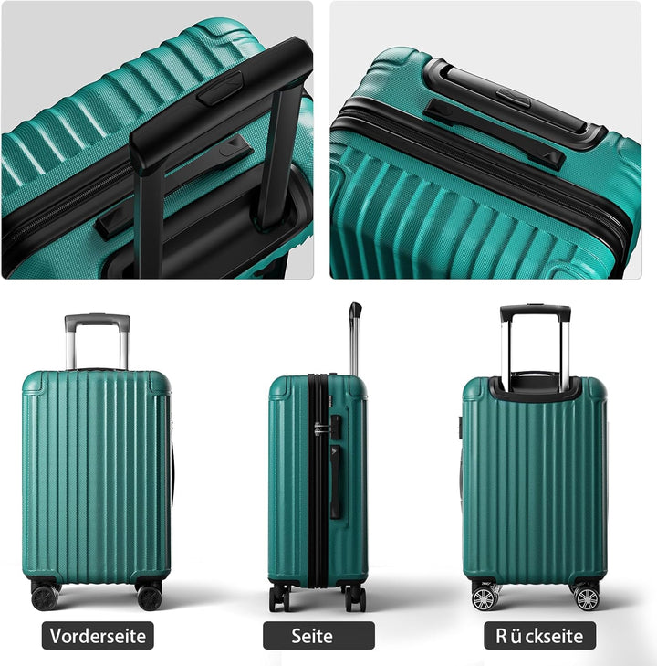 ABISTAB Voyager Reisekoffer Set 3-teilig, Hartschalen Koffer & Trolleys mit 4 Rollen, Zahlenschloss,