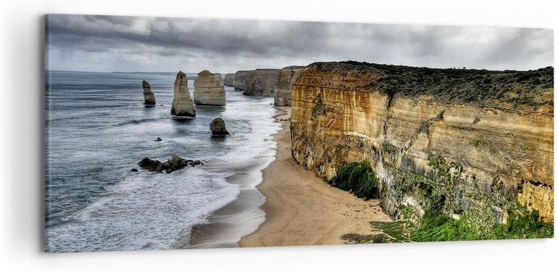 Wandbilder Dekoration Wohnzimmer Strand Ozean Landschaft Panorama Bilder auf Leinwand 120x50cm Leinw