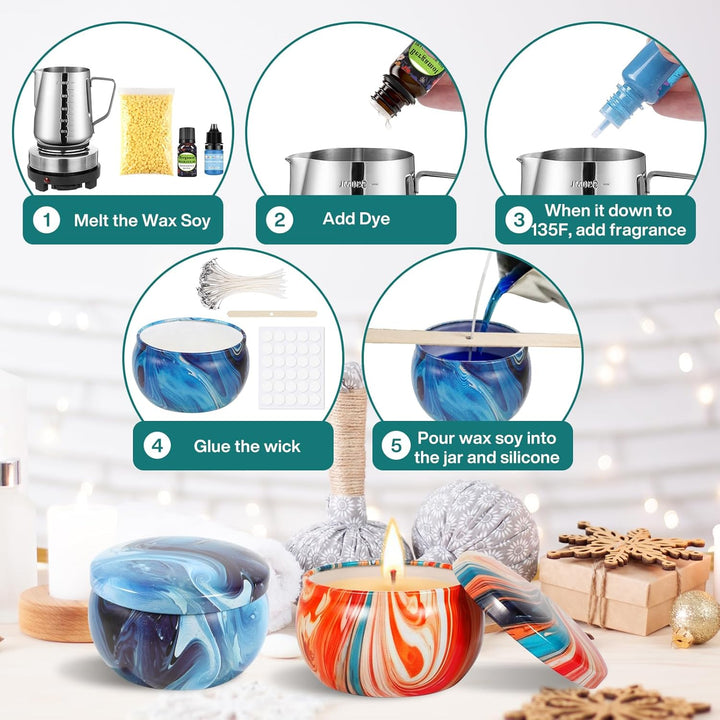 BGIUSQF Kerzen Selber Machen Set, DIY Kerzenherstellung Kit, Duftkerze Geschenke Kerzenherstellung K