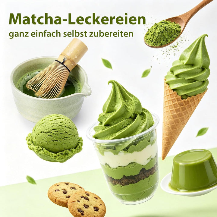 Matcha Set, 8 Stk Matcha Tee Set mit Keramik Matcha Schale mit Ausguss | Tropffreies Ausgiessen, Cre