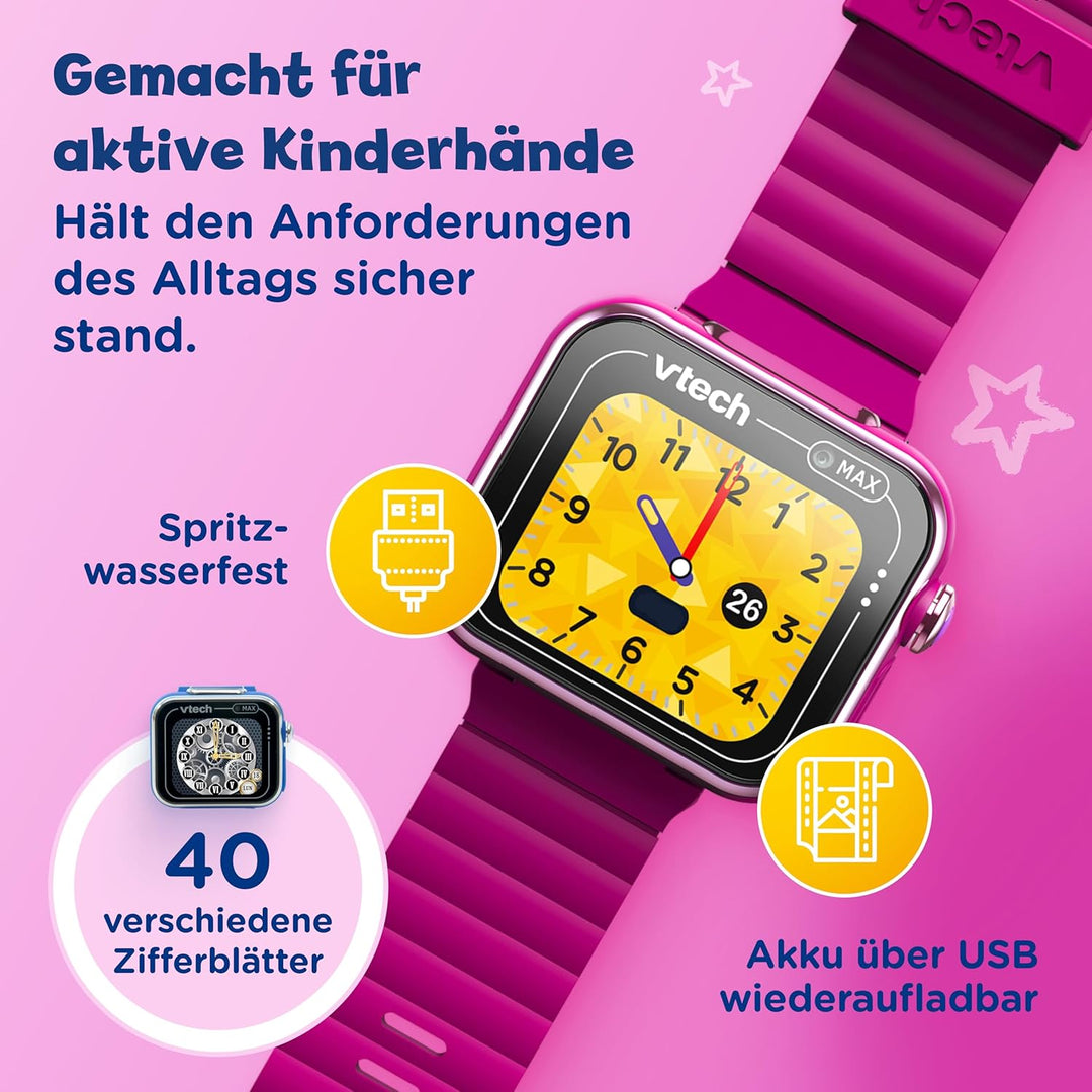 Vtech KidiZoom Smart Watch MAX Lila I Kinder-Smartwatch mit Duokamera I Touchscreen I 1,69 Zoll I Sp