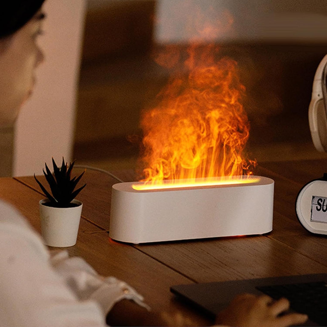 TOPINCN Flammen-Diffusor-Luftbefeuchter, 7 Flammenfarben mit Automatischem Abschaltschutz, Bunter Fl