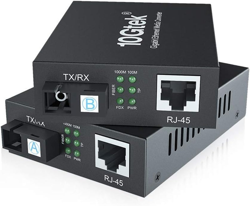 10Gtek® EIN Paar Gigabit Ethernet Medienkonverter, mit Built-in 1Gb Bidi Single-Mode SC Transceiver,