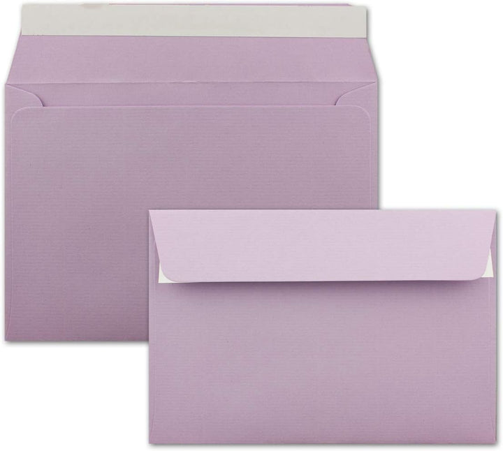 150 gerippte Briefumschläge DIN C6 Flieder - 11,4 x 16,2 cm - 100 g/m² Post-umschlag ohne Fenster Ha