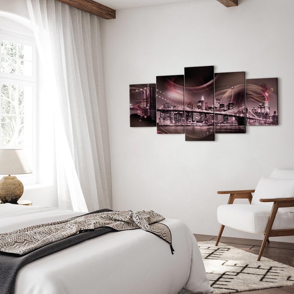 murando - Wandbilder XXL New York 225x112cm 5 tlg - Wand Deko Leinwand Bilder Gross Wanddeko Wohnzim