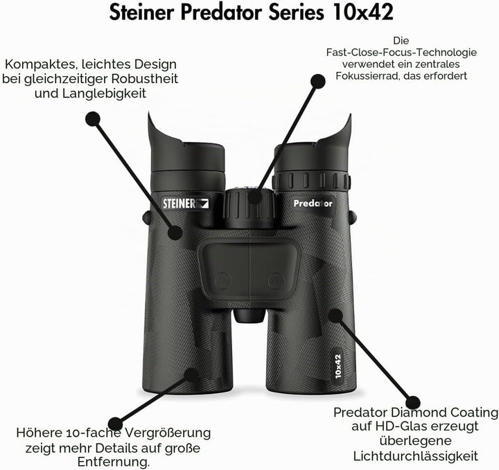 Steiner Predator Series Jagd-Fernglas, 10 x 42 10x42 neues Modell, 10x42 neues Modell