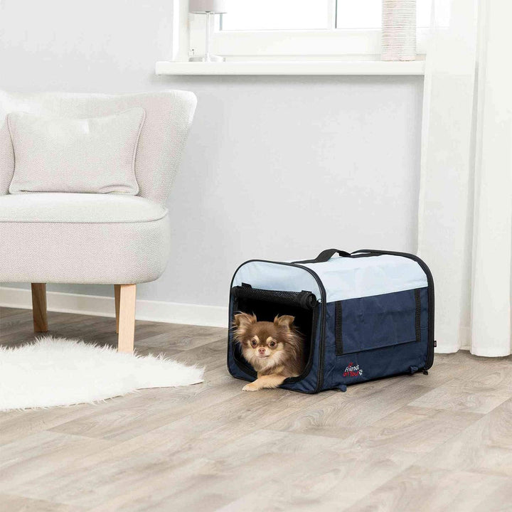 TRIXIE Hundebox Basic - Grösse XS: 32 x 32 x 47 cm - mit abdeckbaren Netzeinsätzen, Fleece-Bodenplat