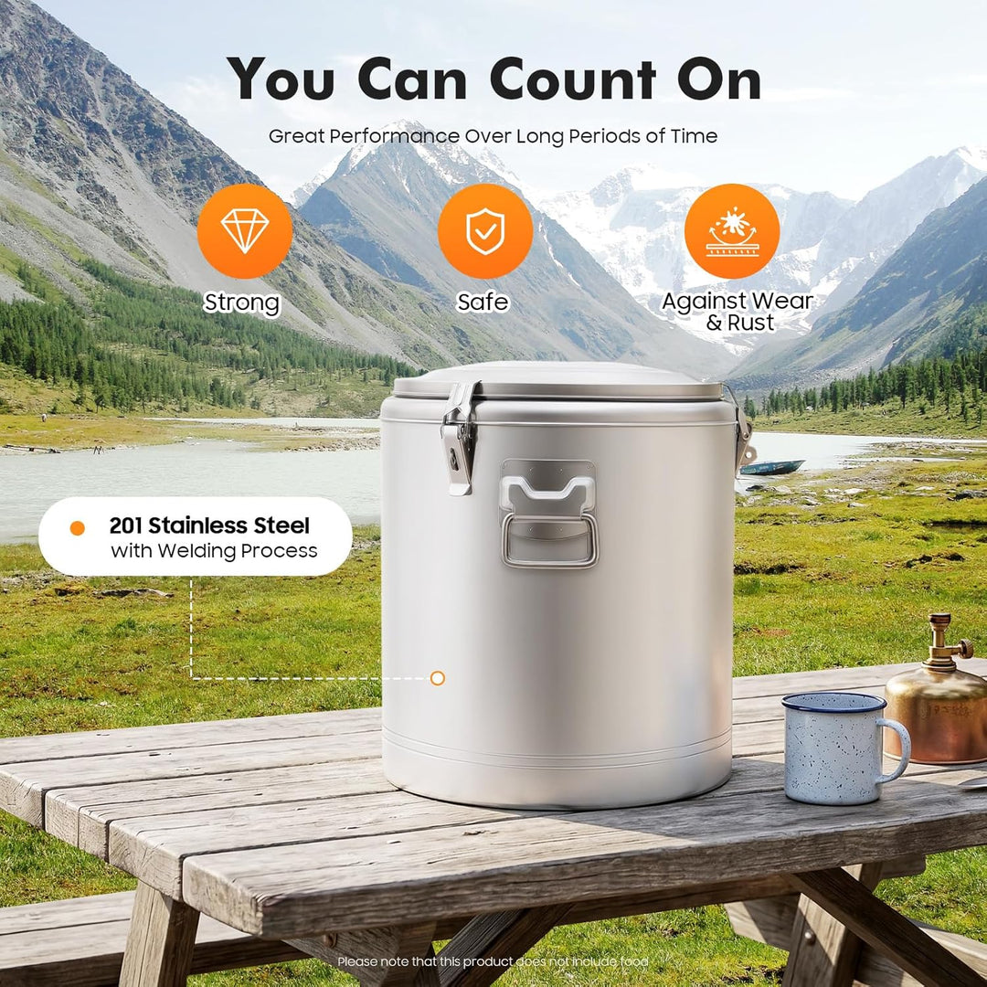 20L/40L Thermobehälter für Essen, Isolierter Eimer Mit Deckel, Edelstahl Isolierkanne, für Kaffee Te