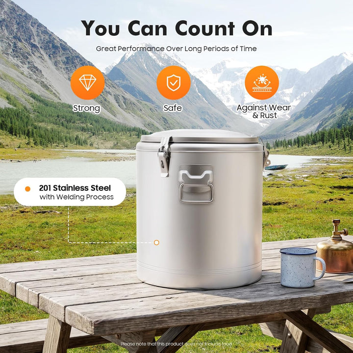 20L/40L Thermobehälter für Essen, Isolierter Eimer Mit Deckel, Edelstahl Isolierkanne, für Kaffee Te
