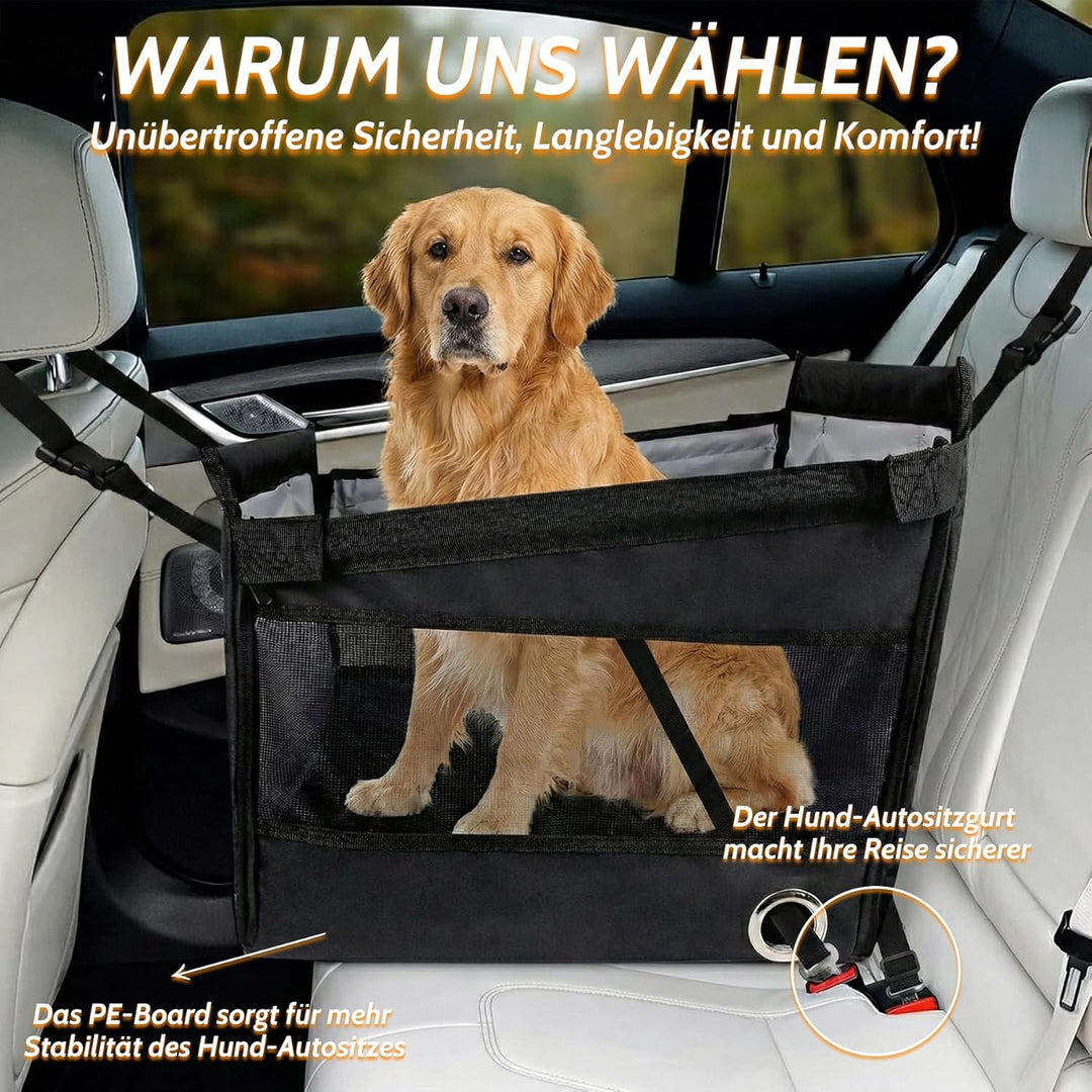 Hunde Autositz Extra Stabil & Sicher - Hundesitz Auto Rückbank Verstärkter, Wasserdichter Rutschfest
