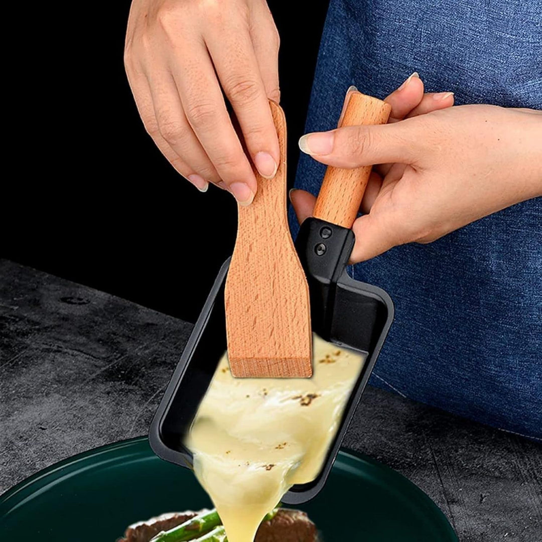 Holzsammlung Raclette-Set,Mini Raclette Grill Portable Käseschmelzer Käse Raclette Grill mit 2 Stück