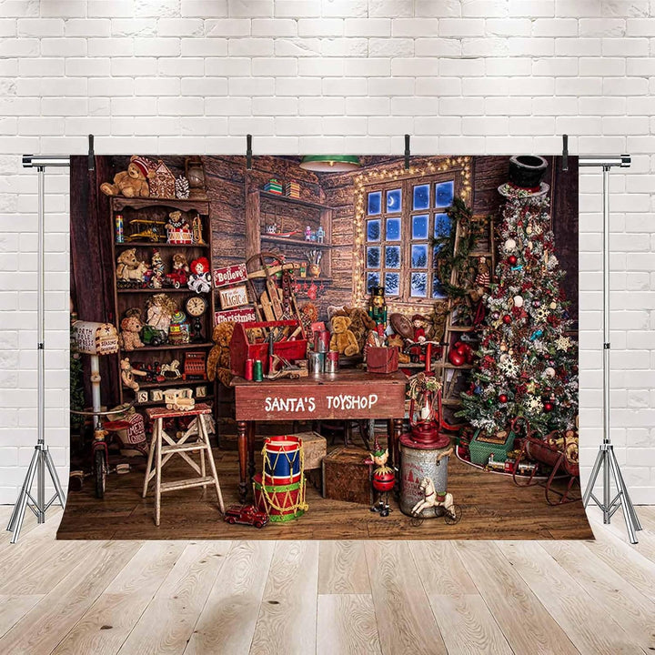 MEHOFOND 2,1 x 1,5 m Weihnachts hintergrund Weihnachts geschäft Toyshop Fotografie Hintergrund Vinta