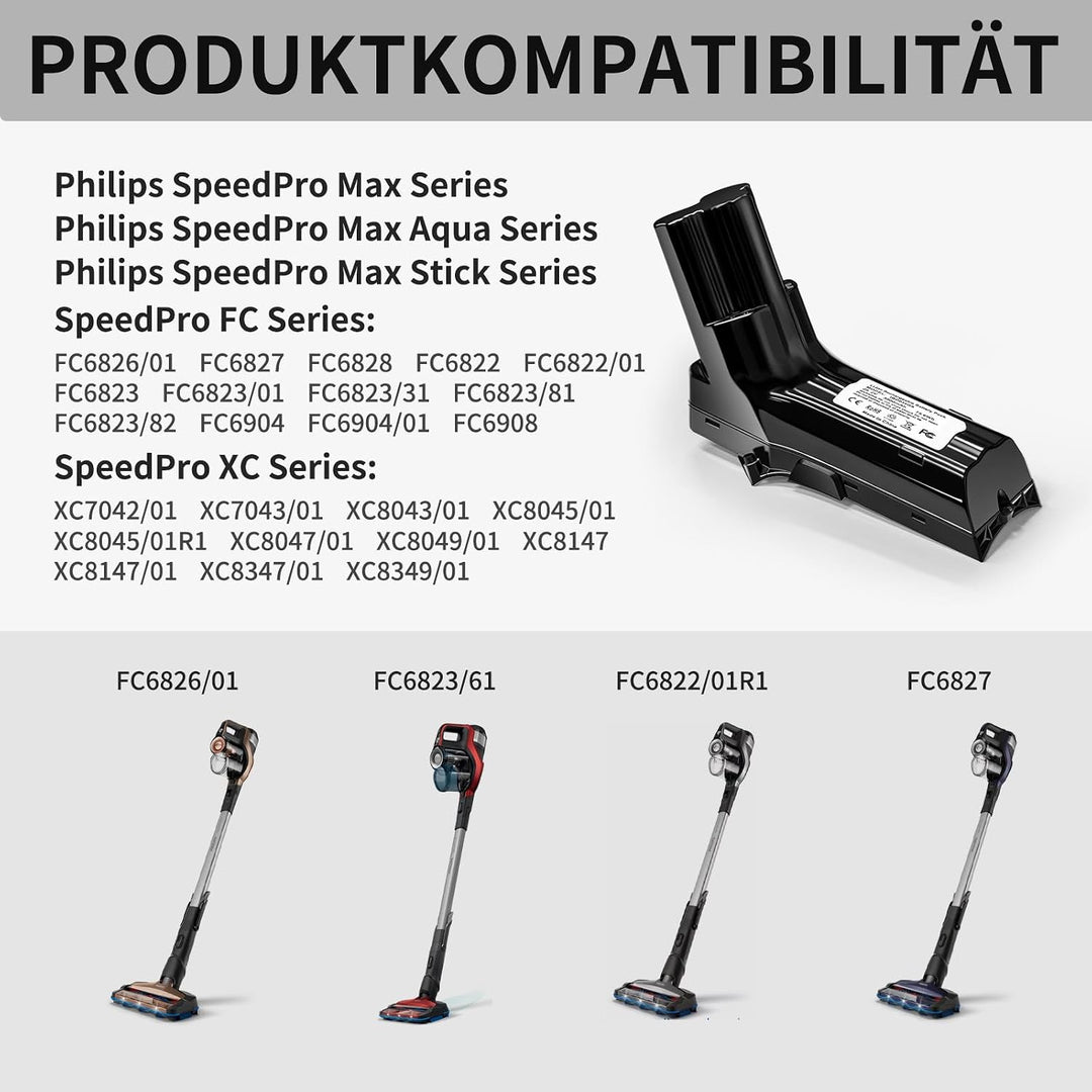 Ersatzakku 25,2V 3000mAh für Philips SpeedPro Max Aqua, XC7042/01, XC8147