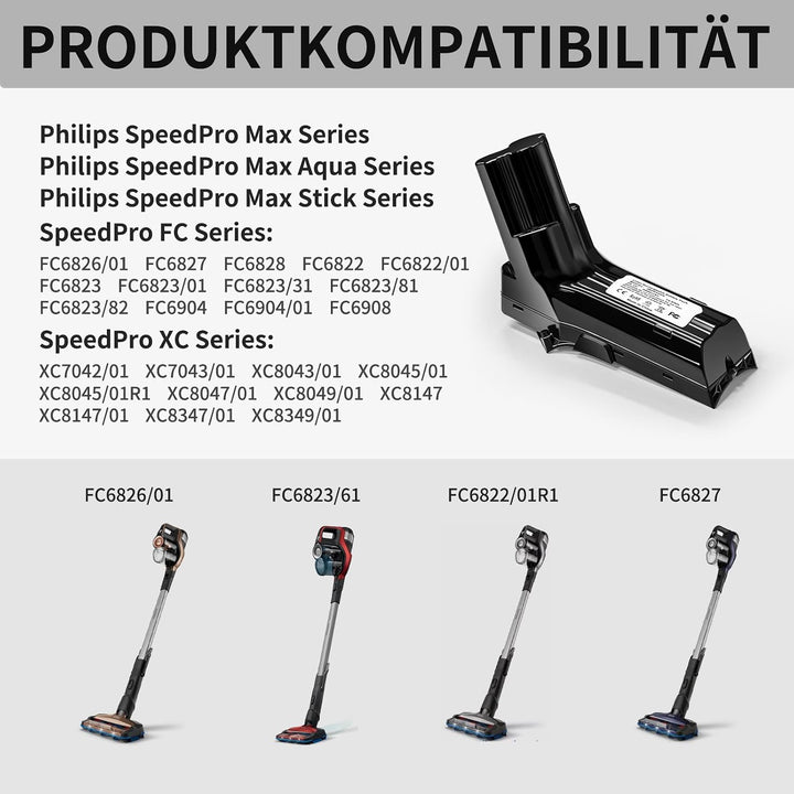 Ersatzakku 25,2V 3000mAh für Philips SpeedPro Max Aqua, XC7042/01, XC8147