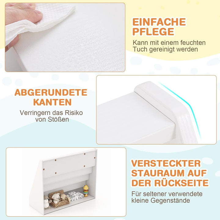 COSTWAY Kinderregal mit 5 Fächern, Bücherregal Kinder, Zeitungsständer aus Holz, Aufbewahrungsregal