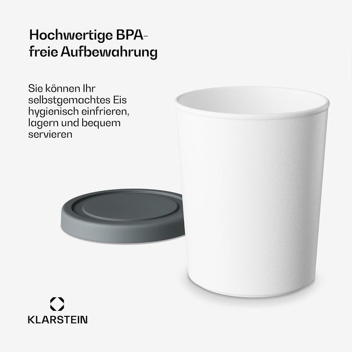 Klarstein Eisbehälter Für Speiseeis – 4x 180ml, Mit Deckel, Spülmaschinenfest, Kunststoff, Für Selbs