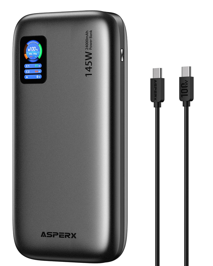 AsperX 100W 24000mAh Powerbank für Laptop MacBook iPad iPhone 17/16/15/14 | Gesamtleistung 145W PD3.