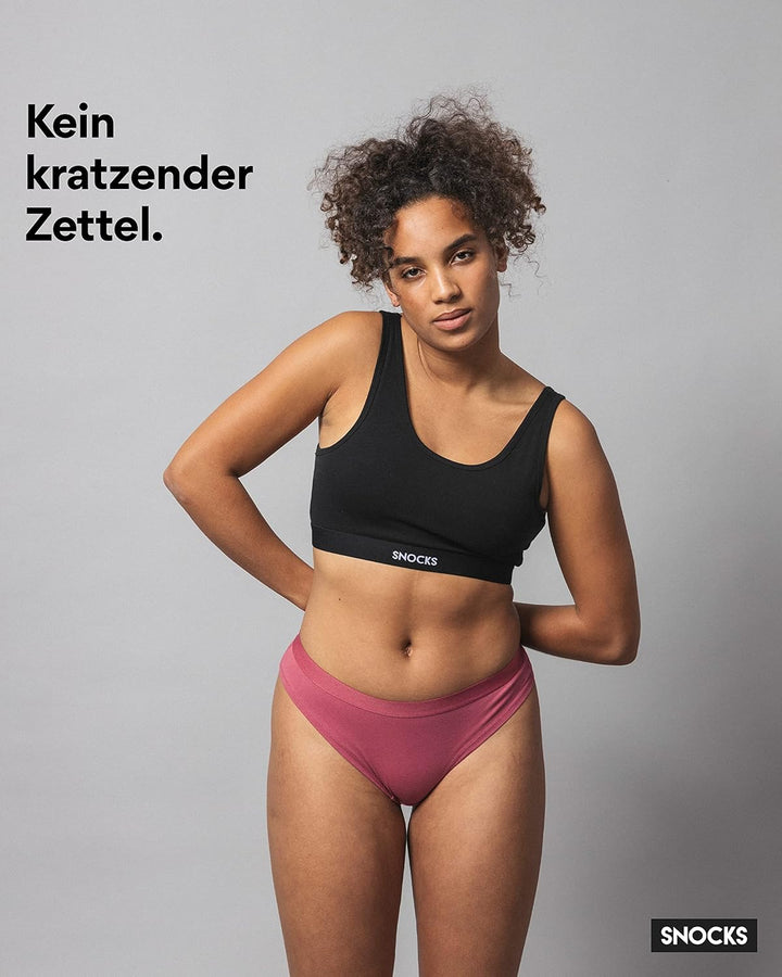 Snocks Brazilian Slip Damen mit Bund aus Bio-Baumwolle (3er Pack) - Damenunterwäsche mit Perfekter P