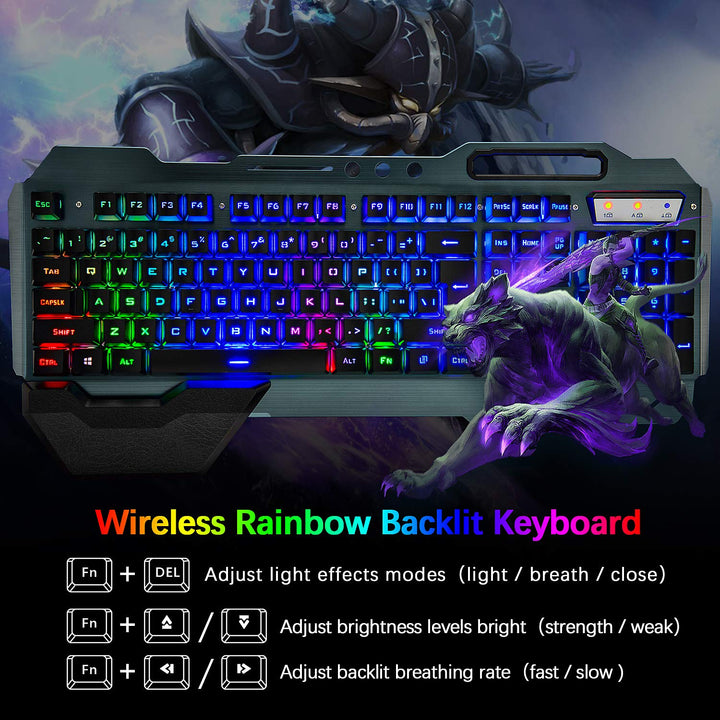 Lexonelec 680 pro - Wireless Gaming Tastatur und Maus 4800 mAh volle 104 Tasten Tastatur PC Zubehör