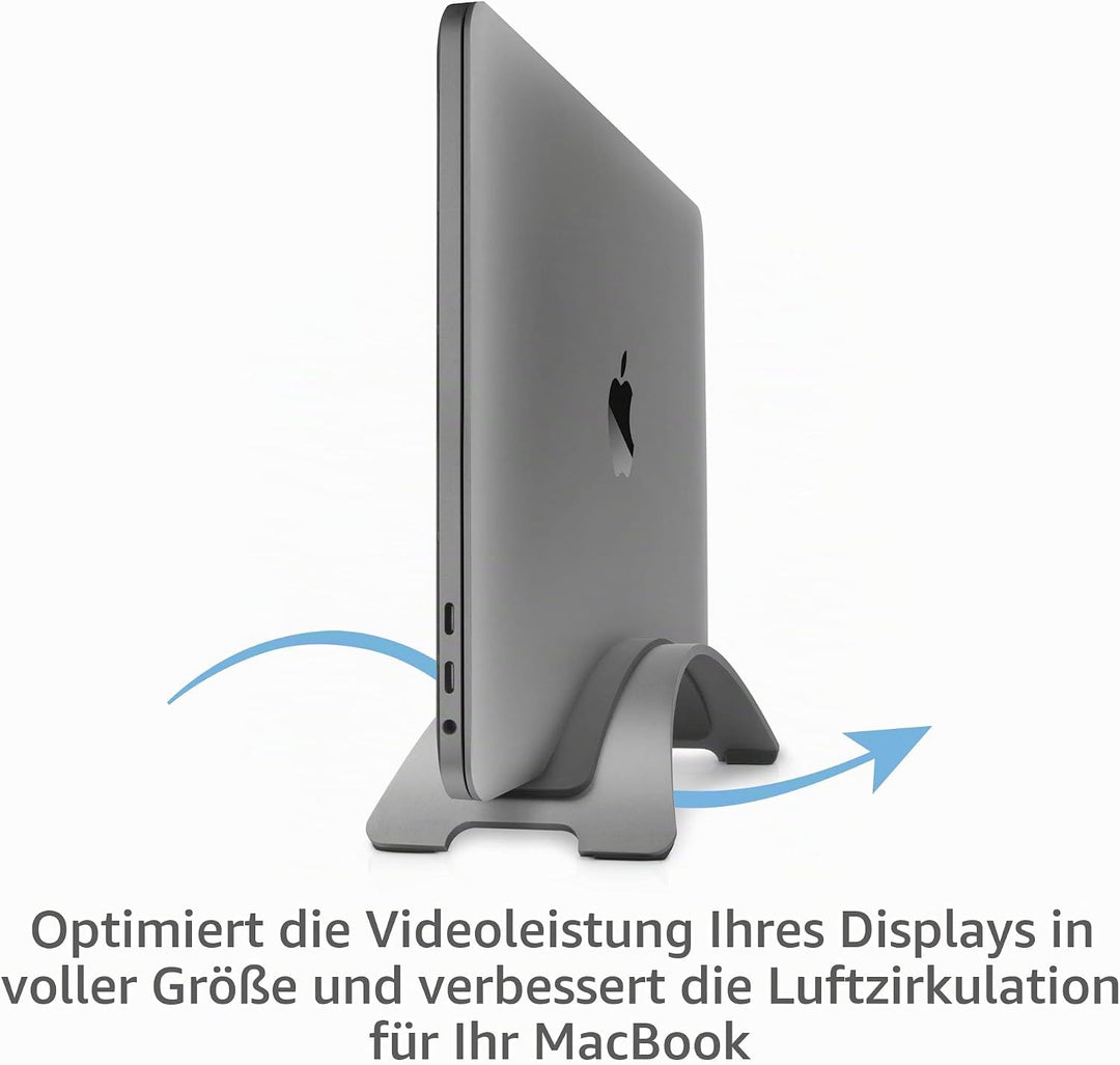 Twelve South BookArc für MacBook | Platzsparender vertikaler Laptopständer für Apple Notebooks (Grau