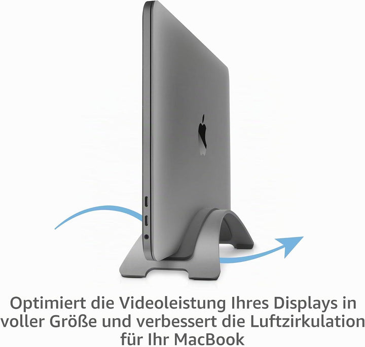 Twelve South BookArc für MacBook | Platzsparender vertikaler Laptopständer für Apple Notebooks (Grau