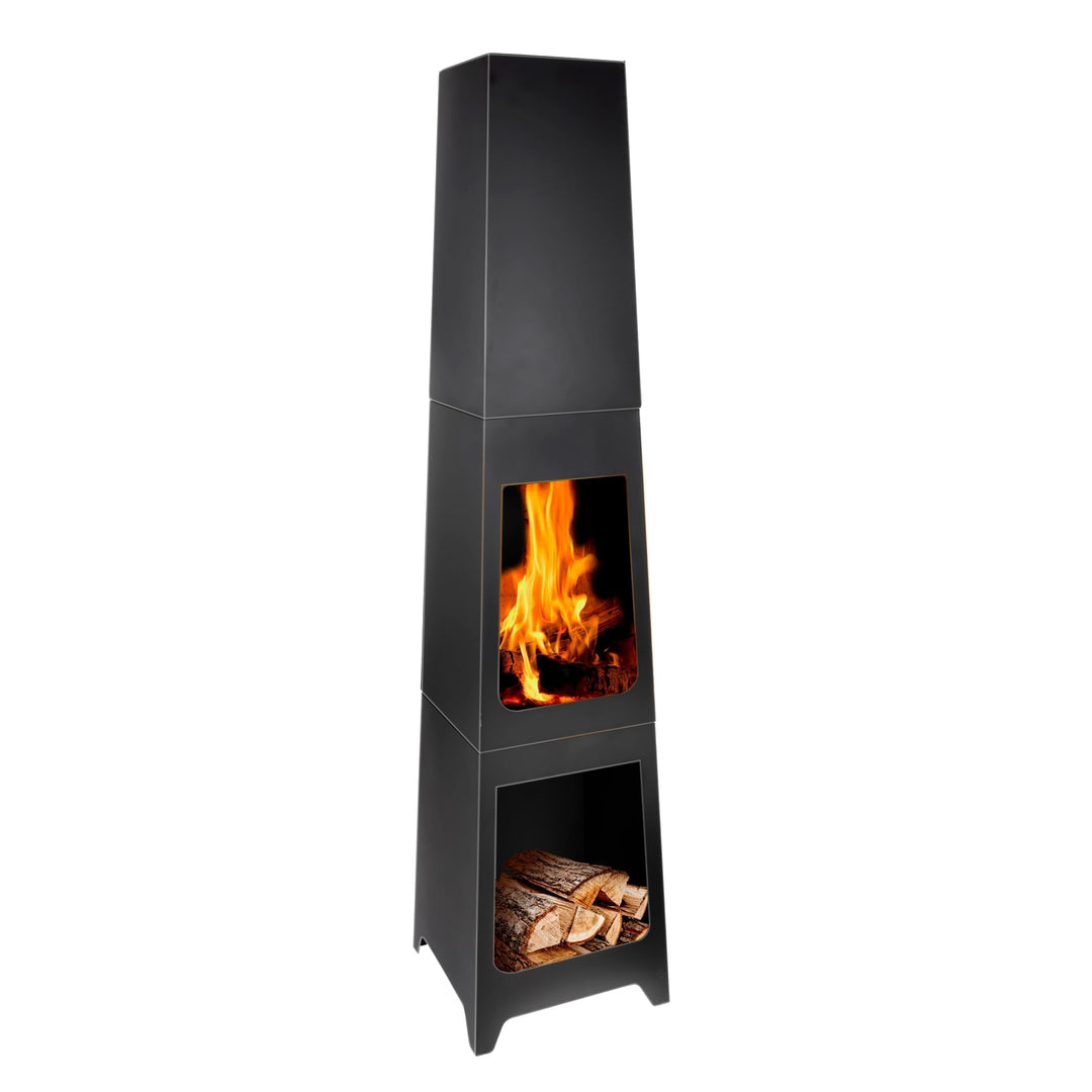 BBQ Collection Terrassenofen - Feuerstelle 36 x 36 x 150 cm - Gartenkamin für Brennholz - Gartenofen