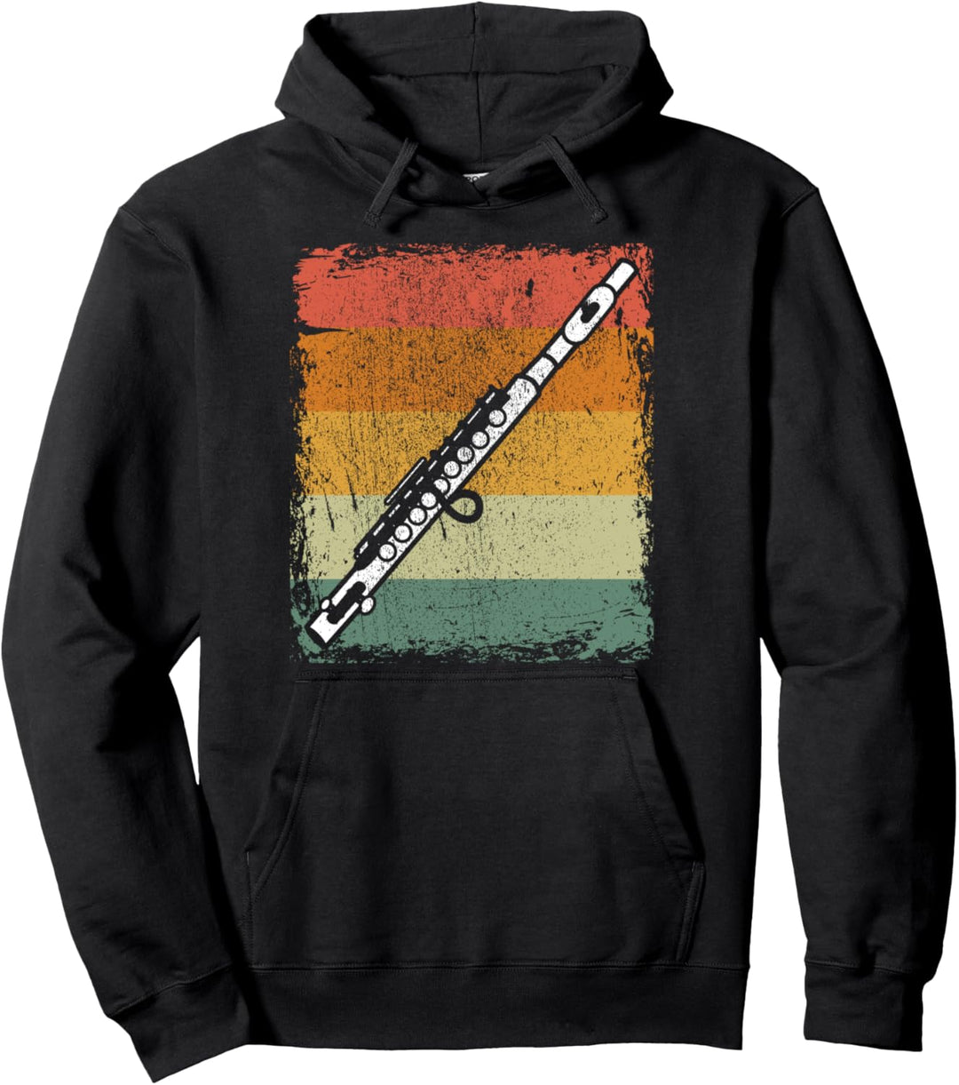 Retro Flötenspieler Geschenk Vintage Querflöte Pullover Hoodie