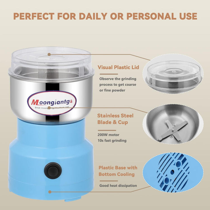 Moongiantgo Getreidemühle Multifunktionale 200W 14500rpm Gewürzmühle Ultrafeine Kaffeemühle, 300ml K
