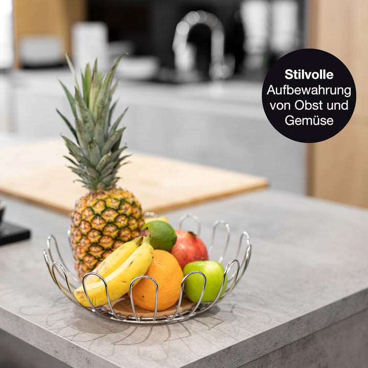 Moritz & Moritz Obstschale Silber Modern 32cm - Obstkorb Silber Metall – Korb für Geschenke, Früchte