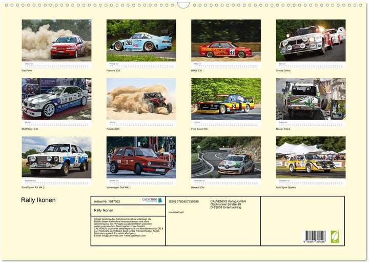 Rally Ikonen (Wandkalender 2026 DIN A2 quer), CALVENDO Monatskalender: Autos die Rallygeschichte sch