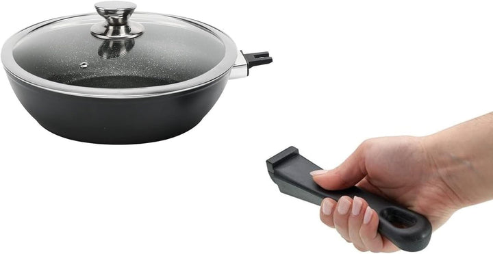 Cheffinger Wok Pfanne Induktion Deckel Abnehmbarer Griff Ø30cm Marmor