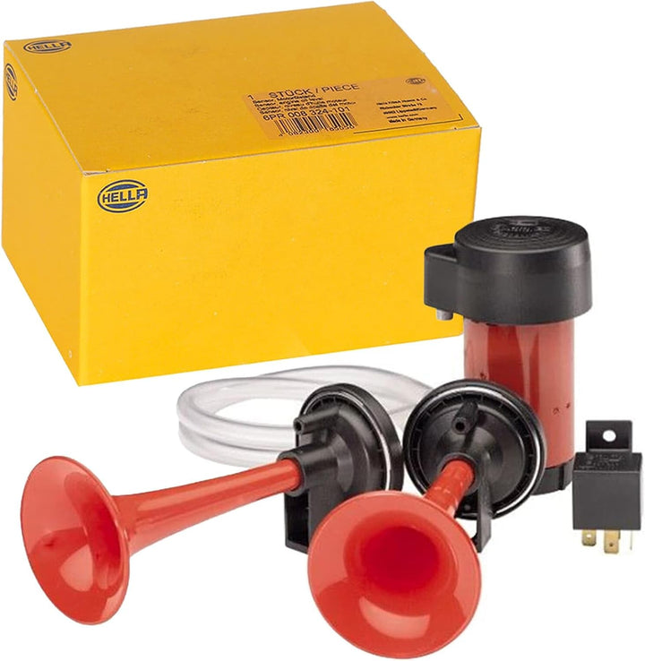 HELLA - Fanfare - 12V - 118dB(A) - Frequenzbereich: 780/840Hz - Fanfare Zweiklang - elektrisch-pneum