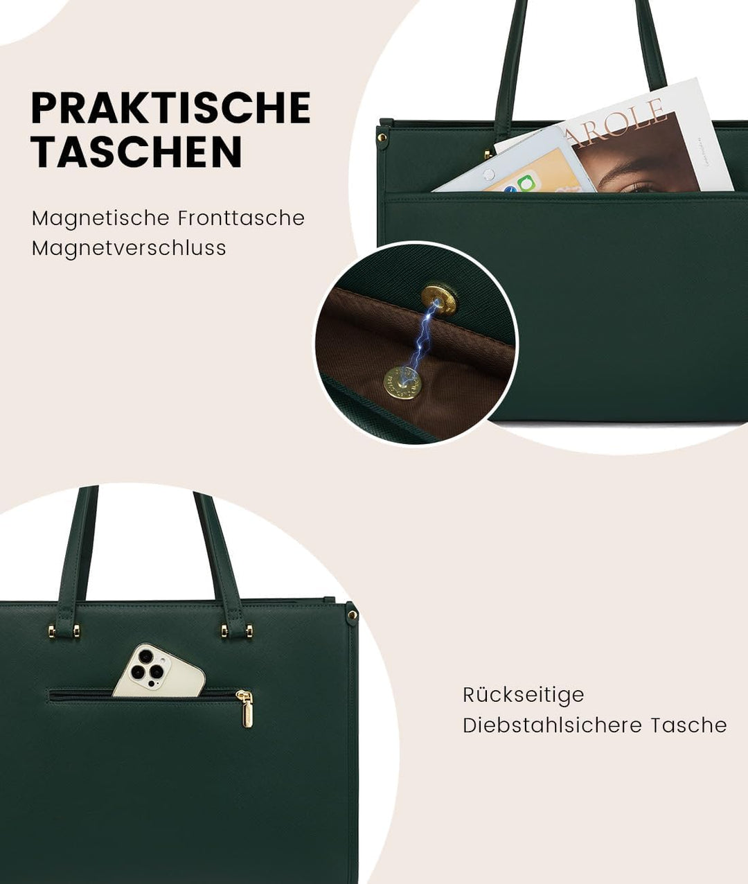 LOVEVOOK Handtasche Damen Gross, Arbeitstasche Damen 15,6 Zoll, Wasserdicht Leicht Laptoptasche Shop