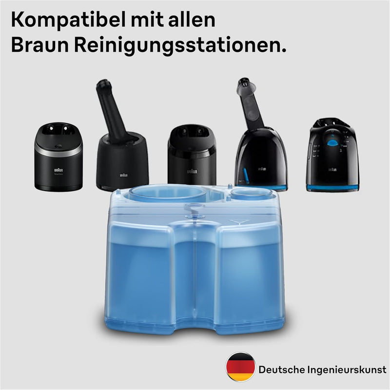 Braun 3-in-1 ShaverCare Reinigungskartuschen für Reinigungsstationen, reinigt 10x besser als Wasser,