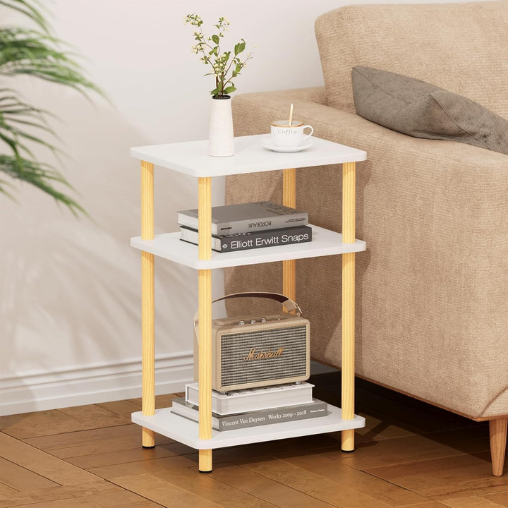 APICIZON 3 Tier Beistelltisch Schmal, Nachttisch Holz, Tisch Klein, 40x30x61.5cm, Kleiner Beistellti