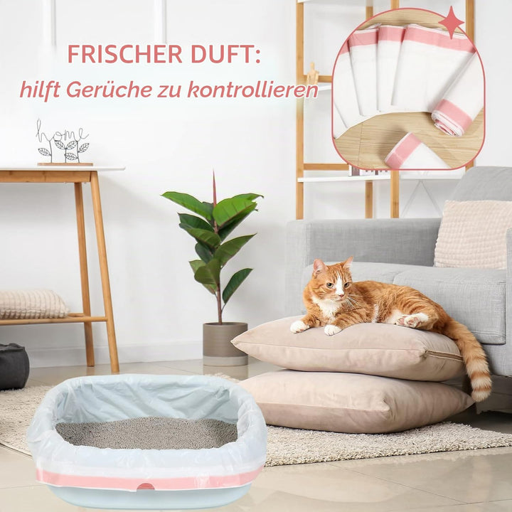 30Stück Katzentoilettenbeutel,Katzenstreutasche mit Zugbändern,Mülltüten,Selbstreinigende Katzentoil