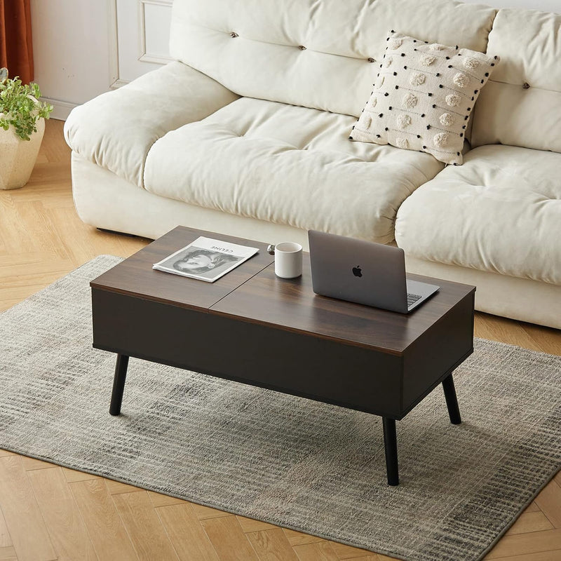 JanflyHome Höhenverstellbarer Couchtisch, Couchtisch mit Höhenverstellbarer Platte Lift Top, 2 Verst