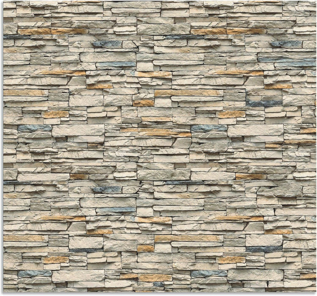 ARTland Spritzschutz Küche aus Alu für Herd Spüle 70x65 cm (BxH) Küchenrückwand mit Motiv Steinwand