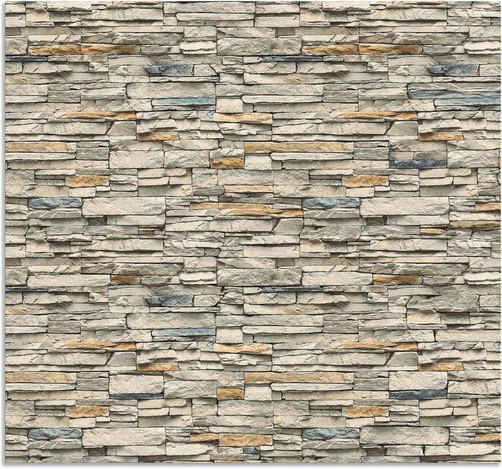ARTland Spritzschutz Küche aus Alu für Herd Spüle 70x65 cm (BxH) Küchenrückwand mit Motiv Steinwand
