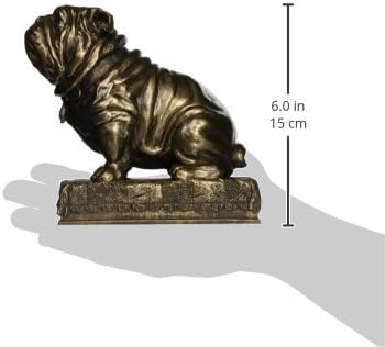Design Toscano Britisches Maskotchen Bulldogge Buchstützen, Polyresin, bronze-finish, 15 cm, 2er Set