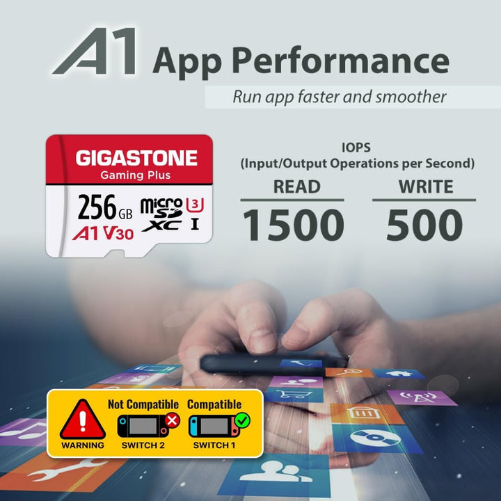 Gigastone Gaming Plus Micro SD Karte 256GB 5er-Pack und SD Adapter, Kompatibel mit Switch, SD Karte