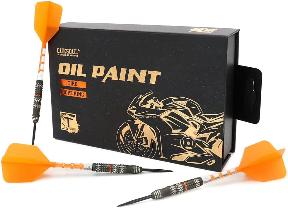 CUESOUL Motorcycle Steel Tip 90% Tungsten Dart Set mit Öllackierung und vereinheitlichendem ROST T19