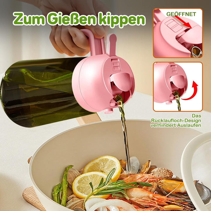 YARRAMATE 2 Stück 470ml Ölsprüher zum Kochen, 2-in-1 UV Schutz ölzerstäuber für die Küche, hochwerti