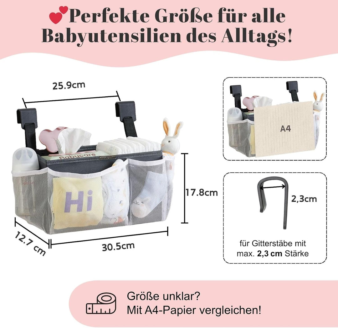 Windel-Organizer zum Aufhängen, mit grossem Fassungsvermögen, für 50+ Windeln, waschbarer Stoff mit