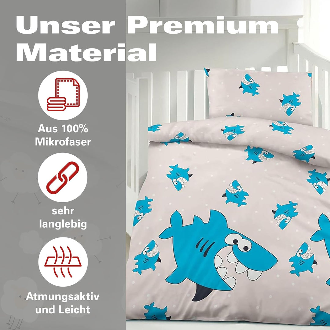BaSaTex Kinder Baby Bettwäsche Set für Mädchen und Jungen | 100x135 cm + 40x60 cm | 100% Polyester M